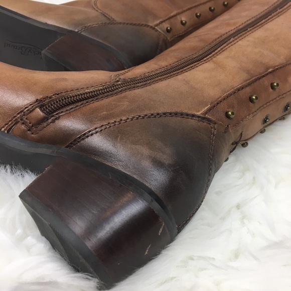 Lucky Brand studded leather brown tan tall boots - Picture 6 of 8